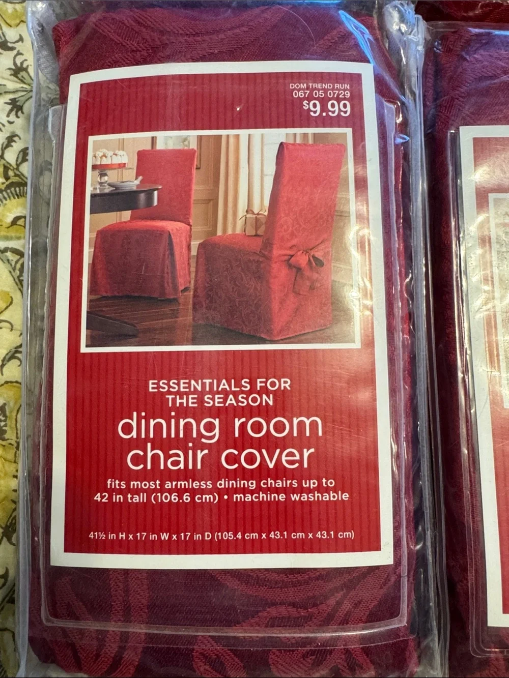 Essentials Stretch Dining Room Chair Covers — Deep Red